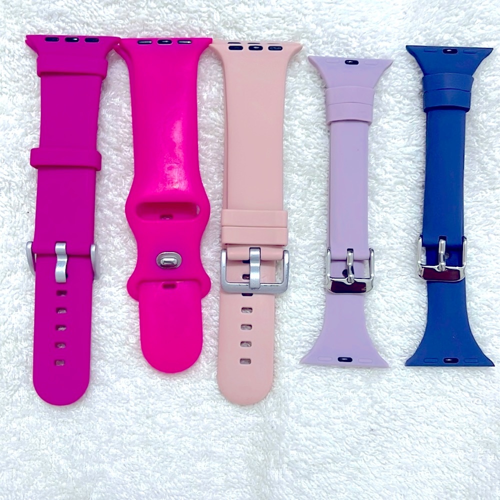 5 different silicon Apple Watch bands in new condition